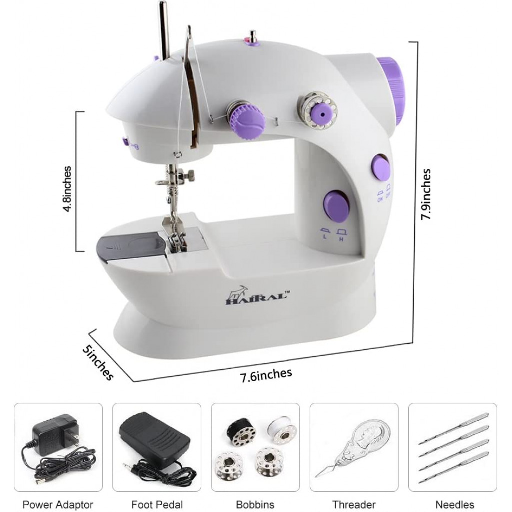 Mini Sewing Machine, Portable Sewing Machine Adjustable 2-Speed Double Thread with Foot Pedal