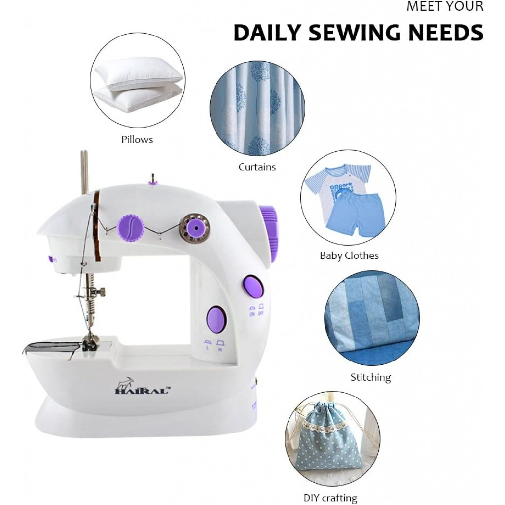 Mini Sewing Machine, Portable Sewing Machine Adjustable 2-Speed Double Thread with Foot Pedal