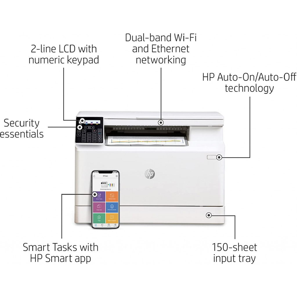 HP Color LaserJet Pro M182nw Wireless All-in-One Laser Printer, Remote Mobile Print, Scan and Copy, Works with Alexa