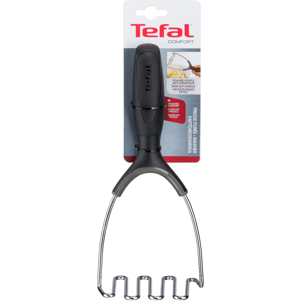 TEFAL Comfort Potato Masher, Plastic / Stainless Steel, Black, K1291214