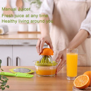 Manual Juicer,Vsweet Citrus Lemon Orange Hand Squeezer with Built-in Measuring Cup and Grater Anti-Slip Reamer Extraction Egg Separator,12-Ounce Capacity, Green Citrus Juicers TilyExpress
