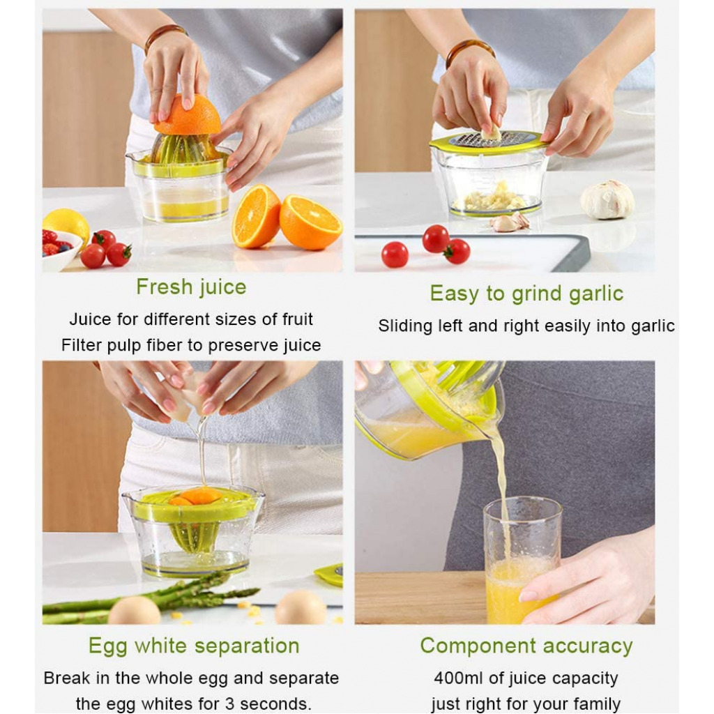 Manual Juicer,Vsweet Citrus Lemon Orange Hand Squeezer with Built-in Measuring Cup and Grater Anti-Slip Reamer Extraction Egg Separator,12-Ounce Capacity, Green Citrus Juicers TilyExpress 7