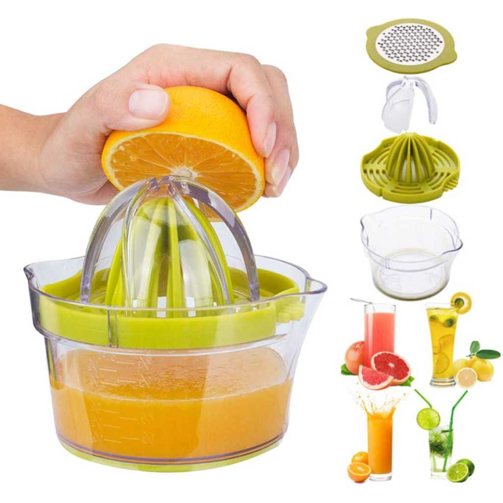 Manual Juicer,Vsweet Citrus Lemon Orange Hand Squeezer with Built-in Measuring Cup and Grater Anti-Slip Reamer Extraction Egg Separator,12-Ounce Capacity, Green Citrus Juicers TilyExpress