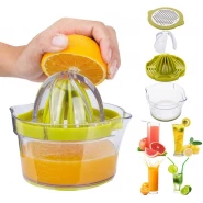 Manual Juicer,Vsweet Citrus Lemon Orange Hand Squeezer with Built-in Measuring Cup and Grater Anti-Slip Reamer Extraction Egg Separator,12-Ounce Capacity, Green