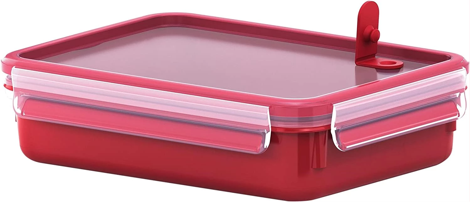 Emsa Microwave Pot Red/Transparent Clip Lunchbox with inserts 1,2 Litre 