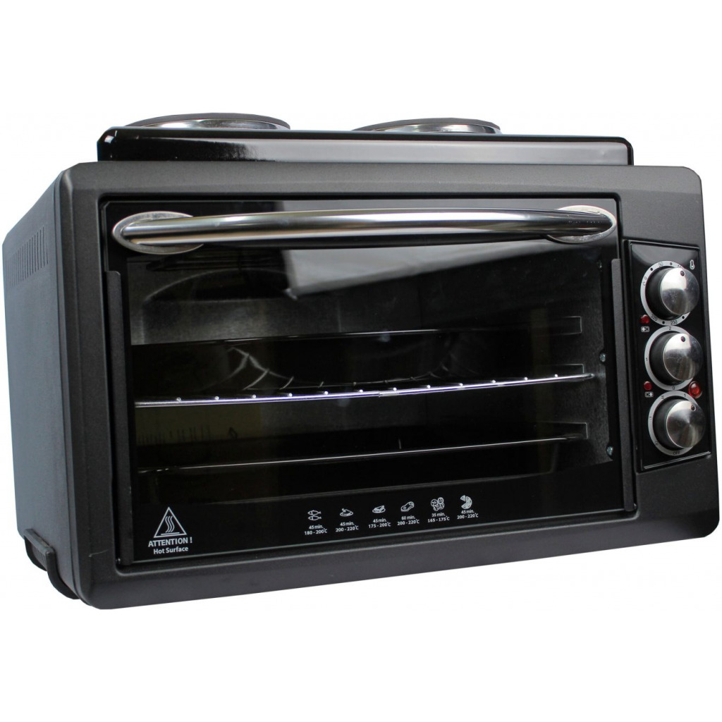 Blueflame BF-0725 Mini Oven With 2 Hot Plates, 50 Litres - Black