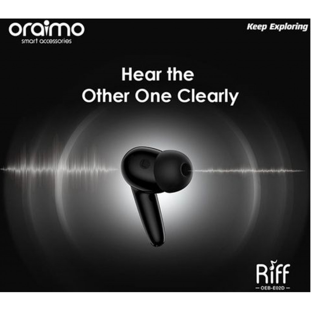 Oraimo Riff Smaller For Comfort True Wireless Earbuds – Black Headsets TilyExpress 3