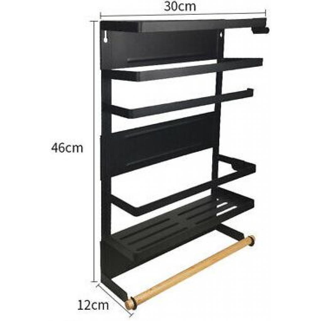 Magnetic Fridge Side Shelf Storage Organizer, Spice Rack Hanger 6 Hooks -Black Bathroom Storage & Organization TilyExpress 3