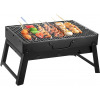 Folding Portable Outdoor Barbeque Charcoal BBQ Grill Oven Black Carbon Steel, Black Contact Grills TilyExpress
