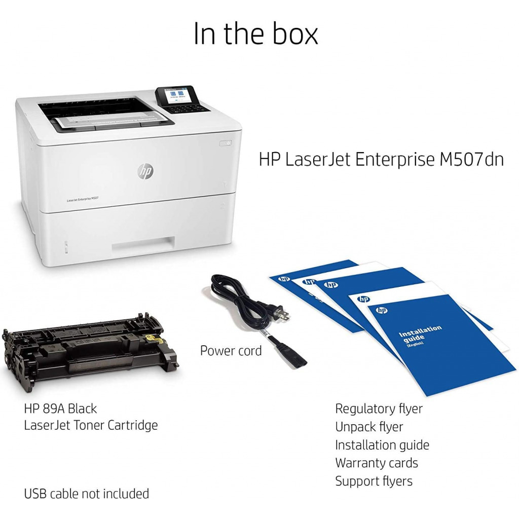 HP LaserJet Enterprise M507dn Monochrome Printer with built-in Ethernet & 2-sided printing