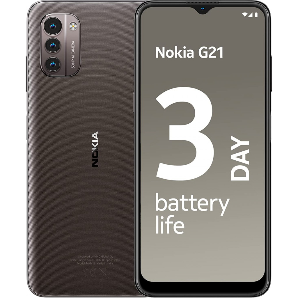 Nokia G21 Android Smartphone, Dual SIM, 3-Day Battery Life, 4GB RAM + 128GB Storage, 50MP Triple AI Camera | Navy Blue