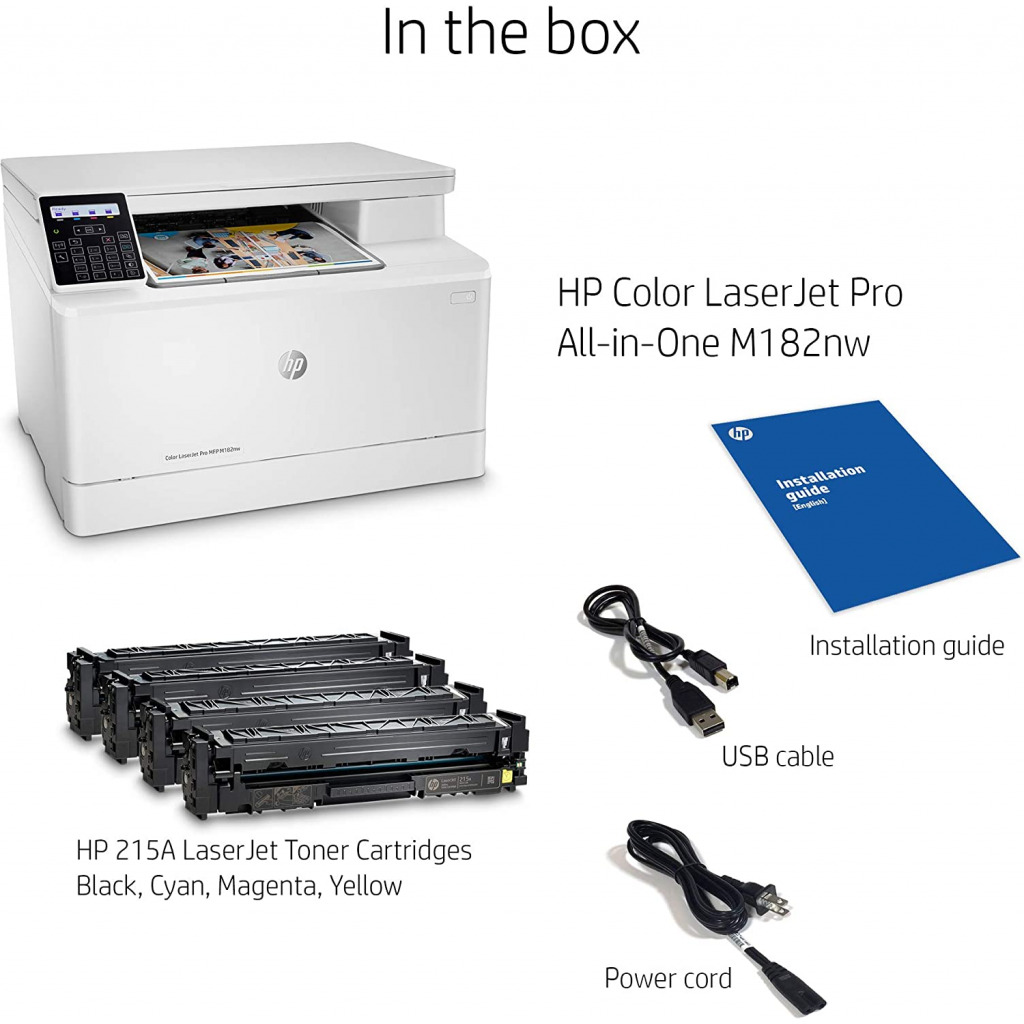 HP Color LaserJet Pro M182nw Wireless All-in-One Laser Printer, Remote Mobile Print, Scan and Copy, Works with Alexa