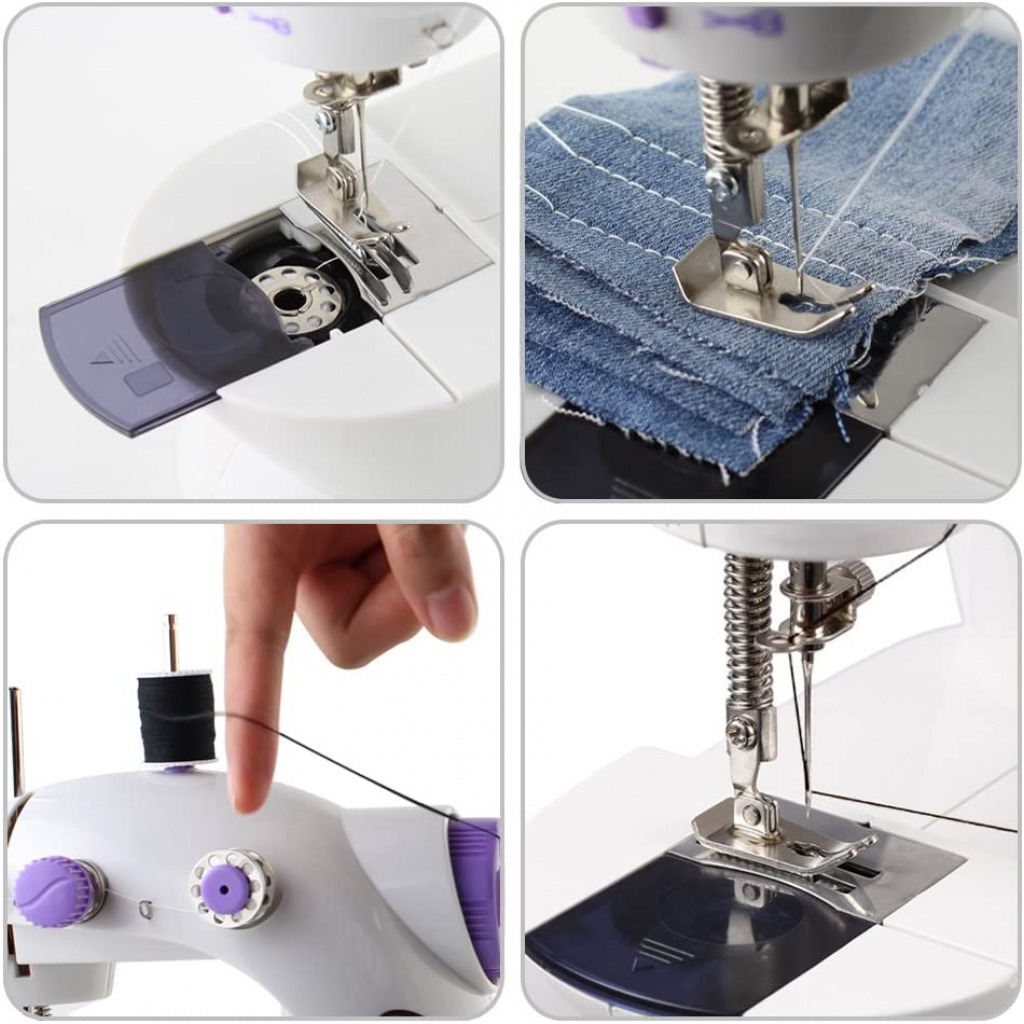 Mini Sewing Machine, Portable Sewing Machine Adjustable 2-Speed Double Thread with Foot Pedal