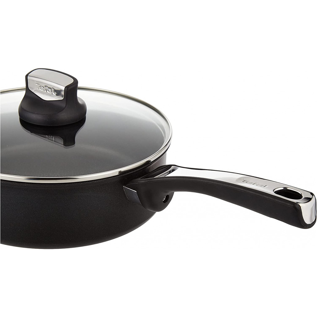 TEFAL Expertise 24 cm Saute Cooking Pan with Lid, Black, Aluminium, C6203272. ( All Heat Sources including Induction)