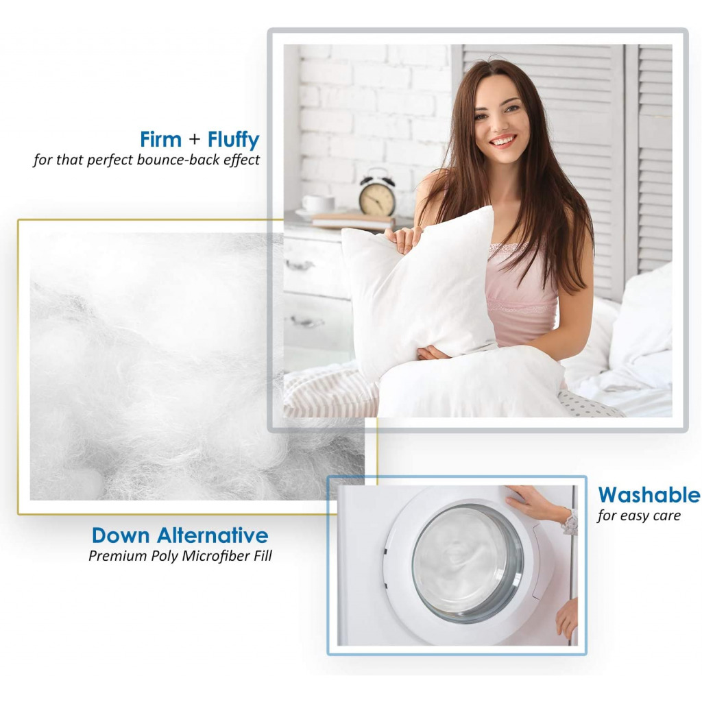 Set of 2 Rectangular Fibre Pillows – White Bed Pillows TilyExpress 9