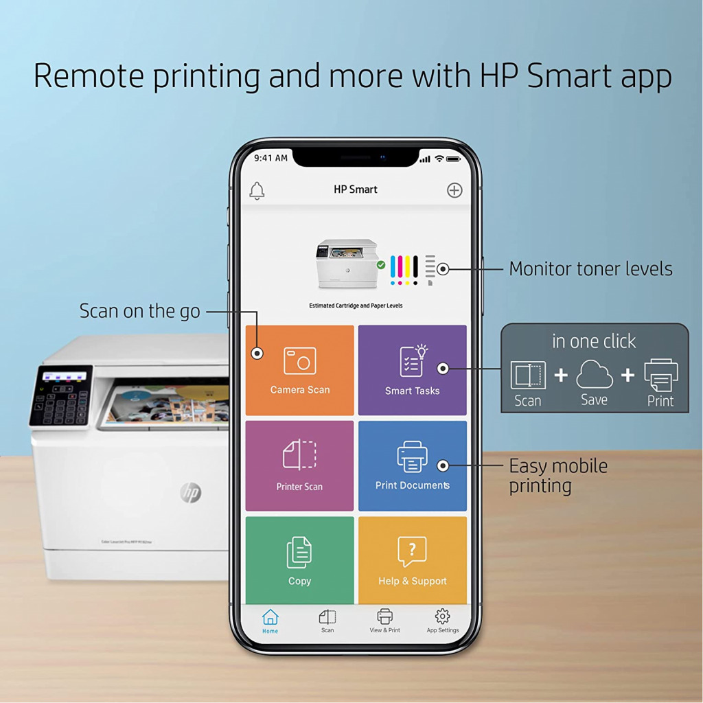 HP Color LaserJet Pro M182nw Wireless All-in-One Laser Printer, Remote Mobile Print, Scan and Copy, Works with Alexa