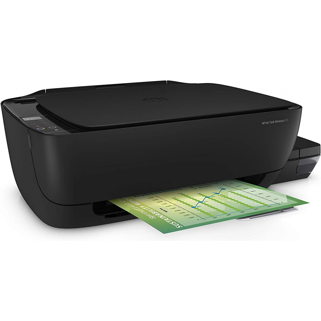 HP Ink Tank 415 WiFi Colour Printer, High Capacity Tank 6000 Black and 8000 Colour, Low Cost per Page (10p for B/W and 20p for Colour), Borderless Print