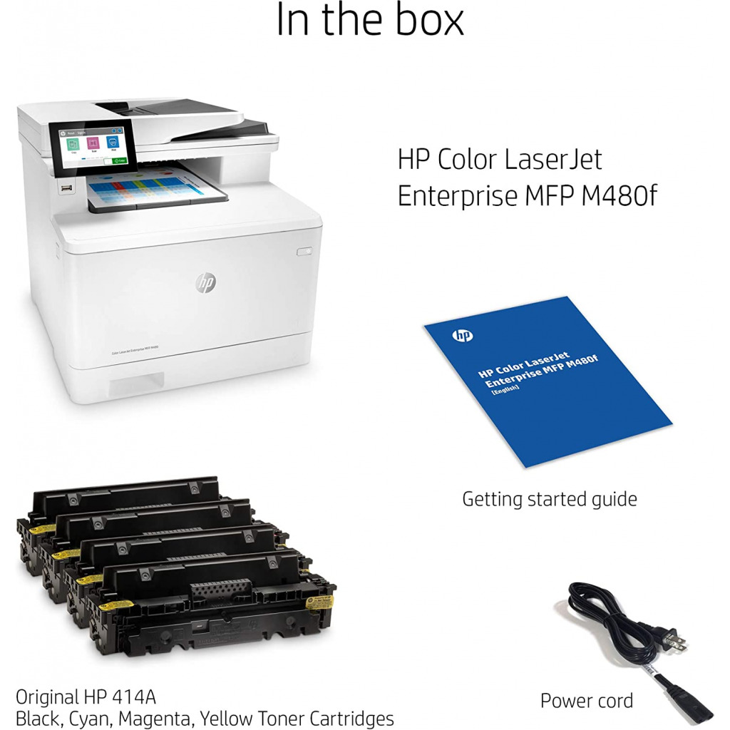 HP Color LaserJet Enterprise M480f Multifunction Duplex Printer - White