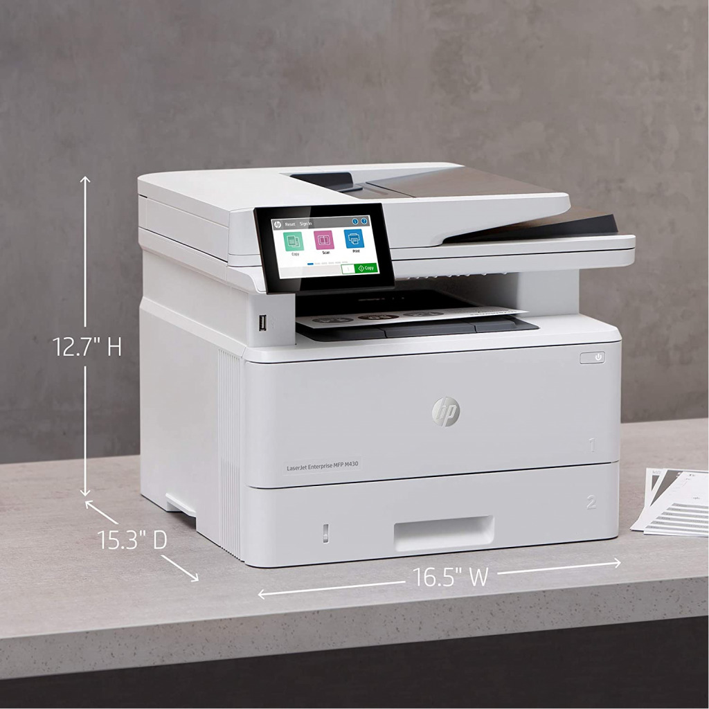 HP LaserJet Enterprise MFP M430f Monochrome All-in-One Printer with integrated Ethernet and duplex printing