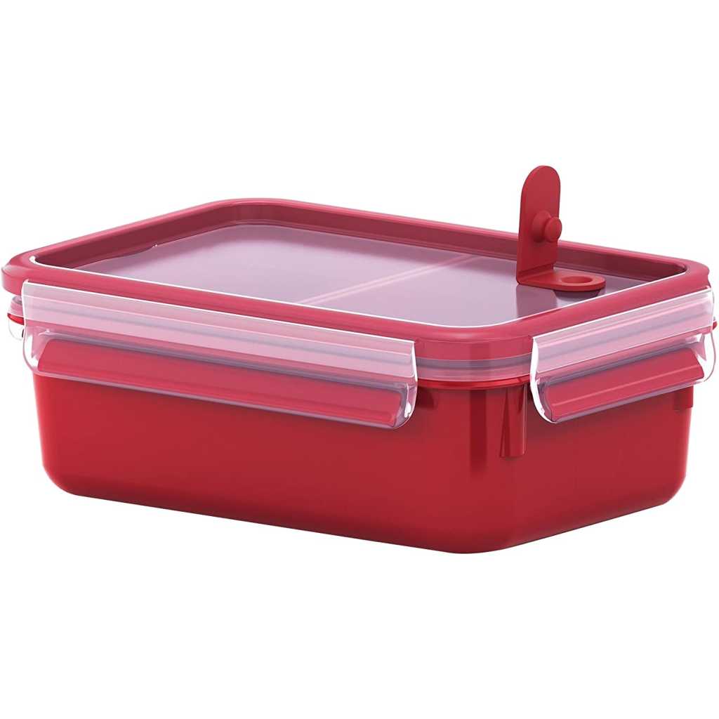 Tefal K3102312 Master Seal Micro Rectangle Food Storage with Inserts, Red/Clear, 1 Litre