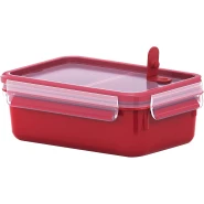 Tefal K3102312 Master Seal Micro Rectangle Food Storage with Inserts, Red/Clear, 1 Litre