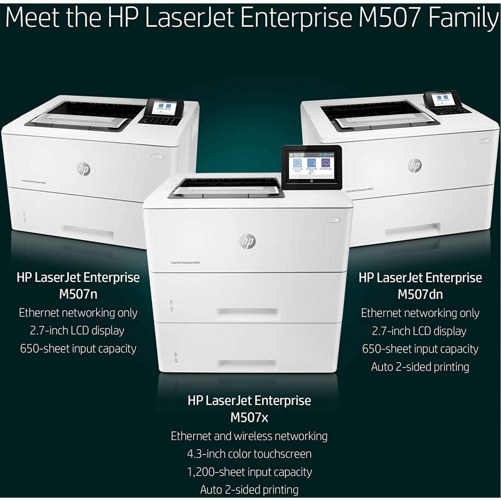 HP LaserJet Enterprise M507dn Monochrome Printer with built-in Ethernet & 2-sided printing