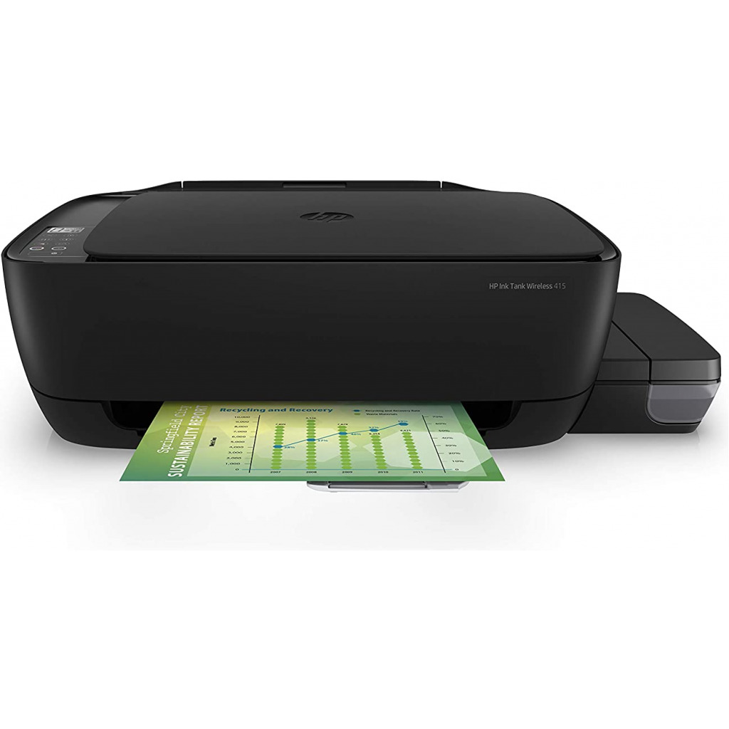 HP Ink Tank 415 WiFi Colour Printer, High Capacity Tank 6000 Black and 8000 Colour, Low Cost per Page (10p for B/W and 20p for Colour), Borderless Print