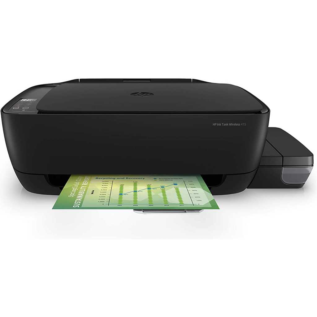 HP Ink Tank 415 WiFi Colour Printer, High Capacity Tank 6000 Black and 8000 Colour, Low Cost per Page (10p for B/W and 20p for Colour), Borderless Print