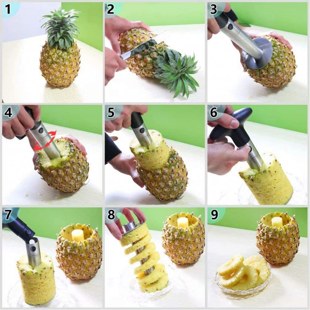 Pineapple Corer, [Upgraded, Reinforced, Thicker Blade] Newness Premium Pineapple Corer Remover (Black)