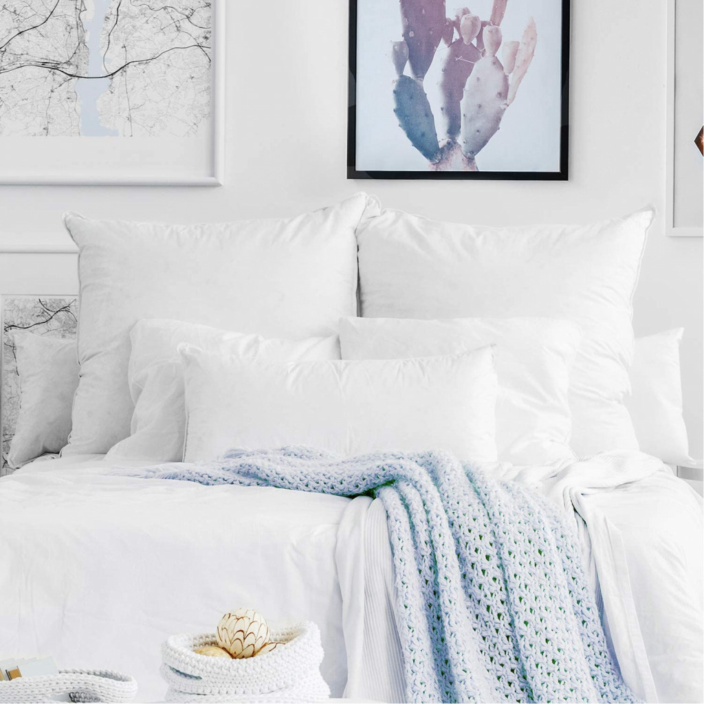 Set of 2 Rectangular Fibre Pillows – White Bed Pillows TilyExpress 2