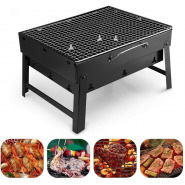 Folding Portable Outdoor Barbeque Charcoal BBQ Grill Oven Black Carbon Steel, Black Contact Grills TilyExpress
