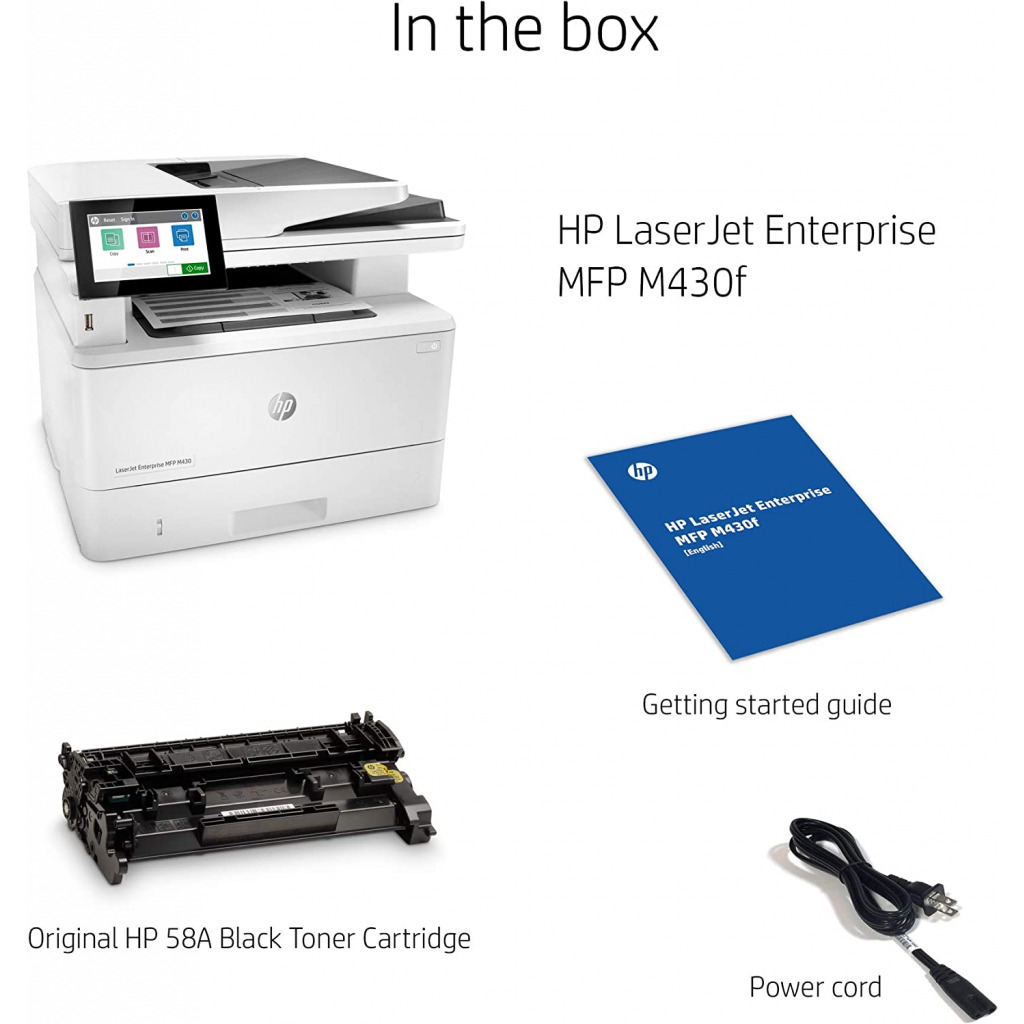 HP LaserJet Enterprise MFP M430f Monochrome All-in-One Printer with integrated Ethernet and duplex printing