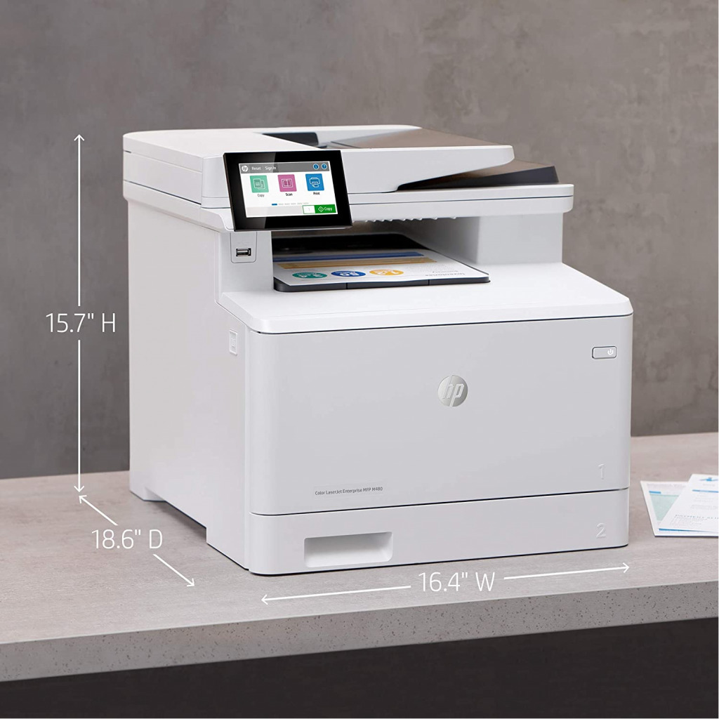 HP Color LaserJet Enterprise M480f Multifunction Duplex Printer - White