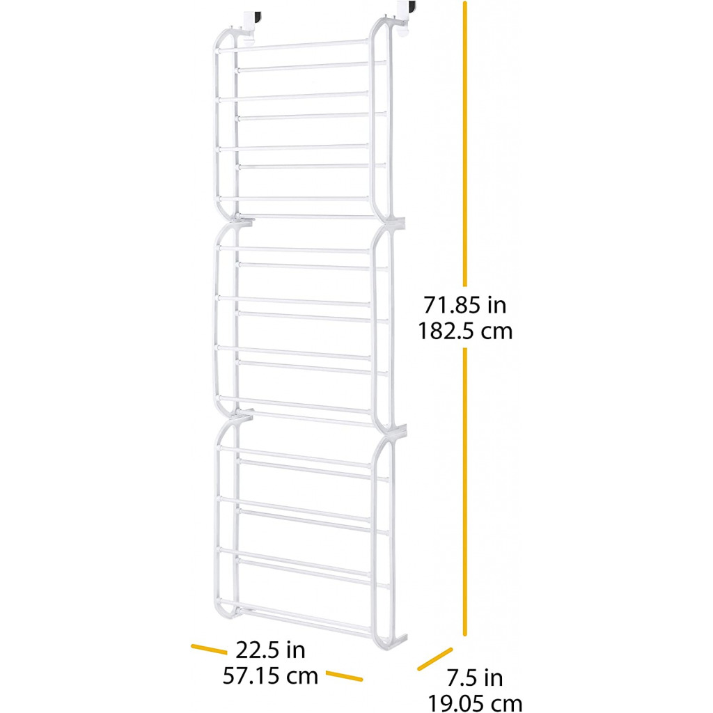 Metal Over The Door 36 Pairs Shoe Rack - White