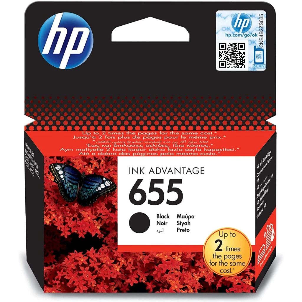 HP 655 Black Original Ink Advantage Cartridge - CZ109AE