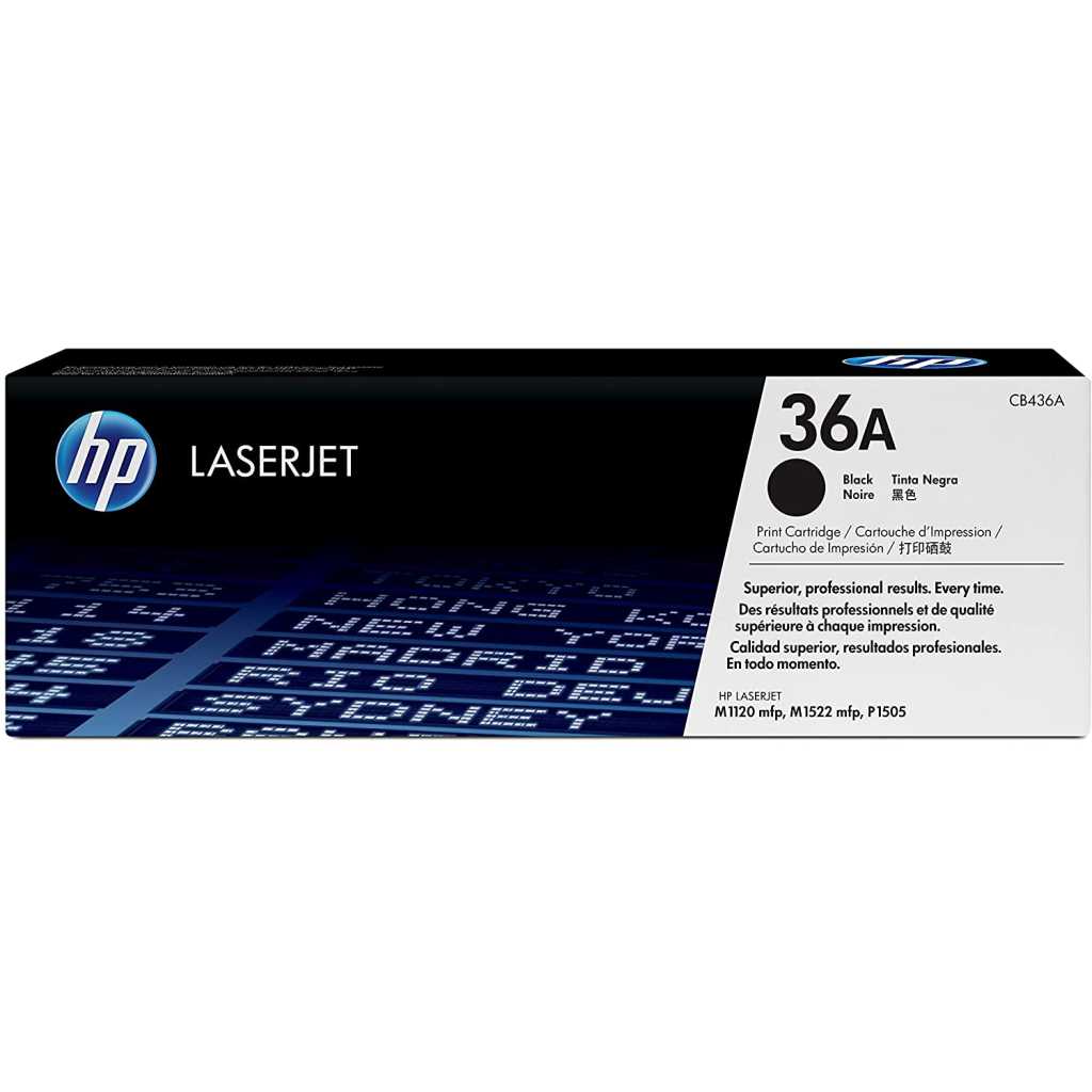 Original HP 36A Black Toner Cartridge Works with HP LaserJet M1120 MFP Series, HP LaserJet M1522 MFP Series, HP LaserJet P1505 Series CB436A