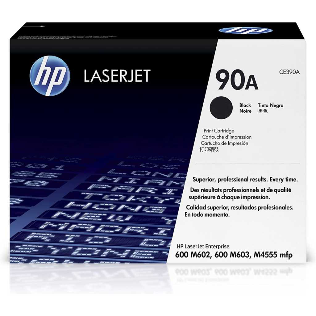 Original HP 90A Black Toner Cartridge | Works with HP LaserJet Enterprise 600 M602, M603 Series, HP LaserJet Enterprise M4555 MFP Series | CE390A