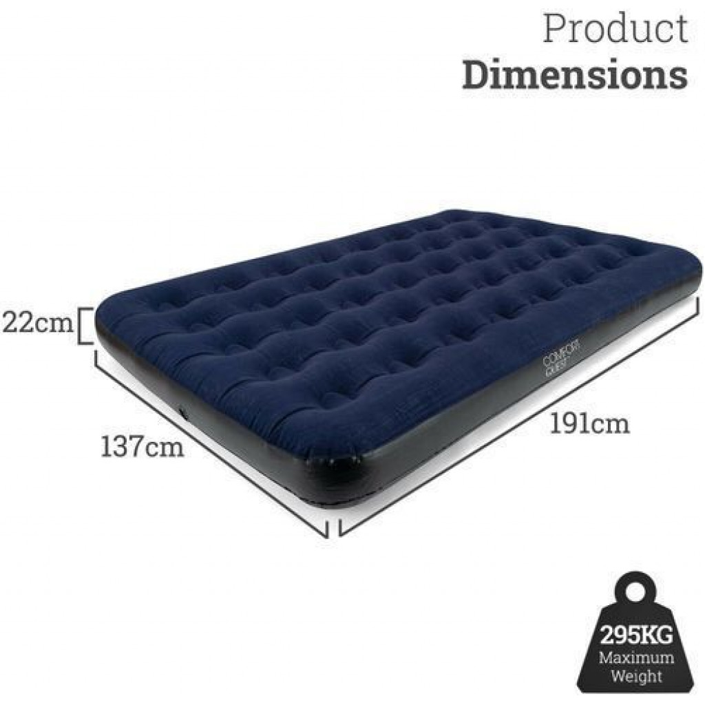 Intex Comfort Quest 5x6 Double Air Bed Inflatable Camping Mattress - Navy Blue