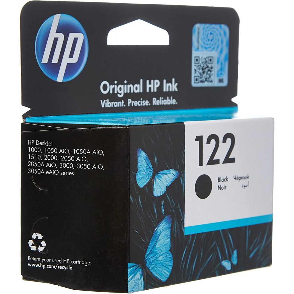 HP 122 Black Original Ink Cartridge [CH561HK] | Works with HP DeskJet 1000, 1050, 1050A, 1510, 2000, 2050, 2050A, 2054A, 3000, 3050, 3050A, 3052A, 3054A Printers