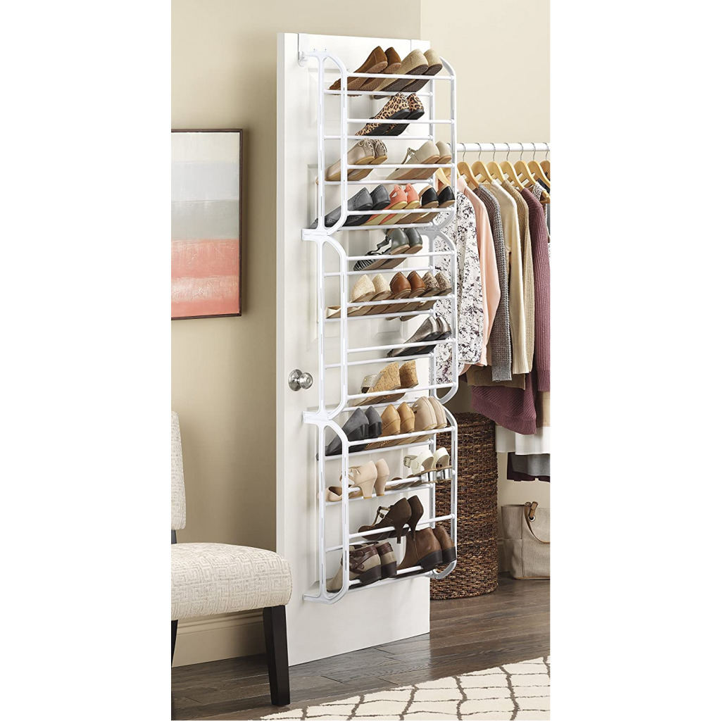 Metal Over The Door 36 Pairs Shoe Rack - White