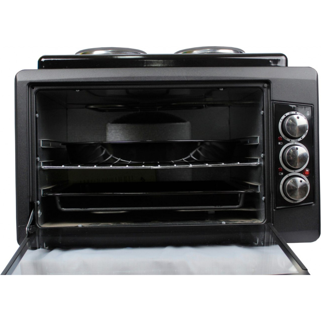 Blueflame BF-0725 Mini Oven With 2 Hot Plates, 50 Litres - Black