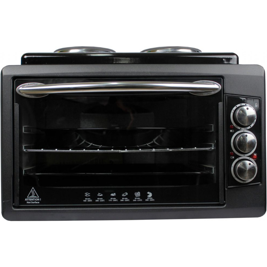 Blueflame BF-0125 Mini Oven With 2 Hot Plates, 40 Litres - Black