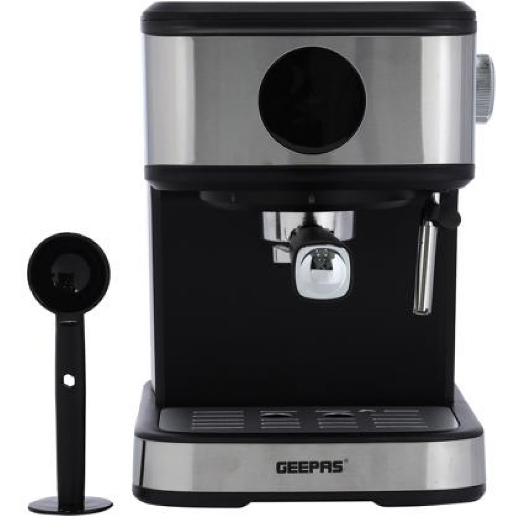 Geepas Digital Cappuccino Maker, 1.5L, 850W - 20 Bar Pressure, 2 Cups Dual Filter with Detachable Tank | Overheat & Over Pressure Safe | 2 Years Warranty| GCM41511