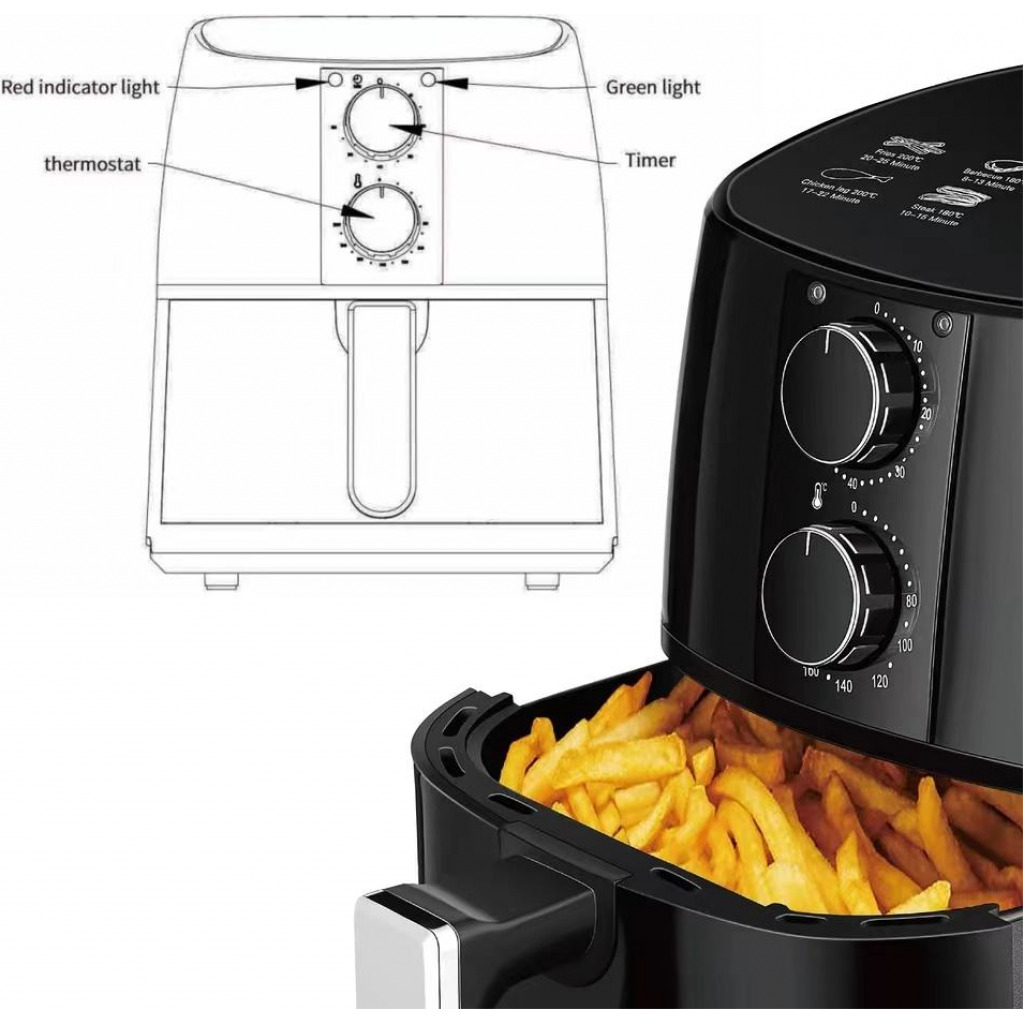 Sonifer 4.2 Litre Air Fryer Hot Electric Oven SF-1011, Black