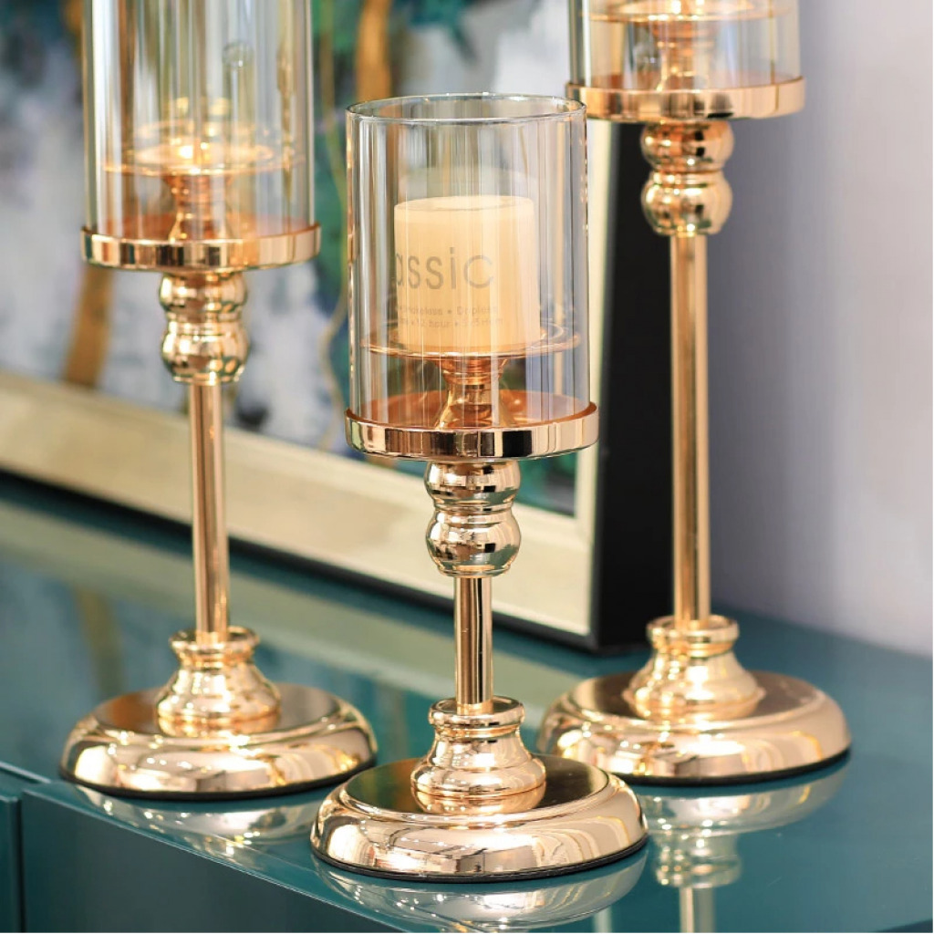Nordic Wedding Gold Candlestick Ornaments Light Luxury Romantic Gold Candle Holders Retro Table Fragrance Alloy Candle Holder Candle holders TilyExpress 12