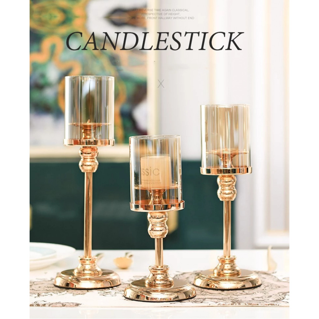 Nordic Wedding Gold Candlestick Ornaments Light Luxury Romantic Gold Candle Holders Retro Table Fragrance Alloy Candle Holder