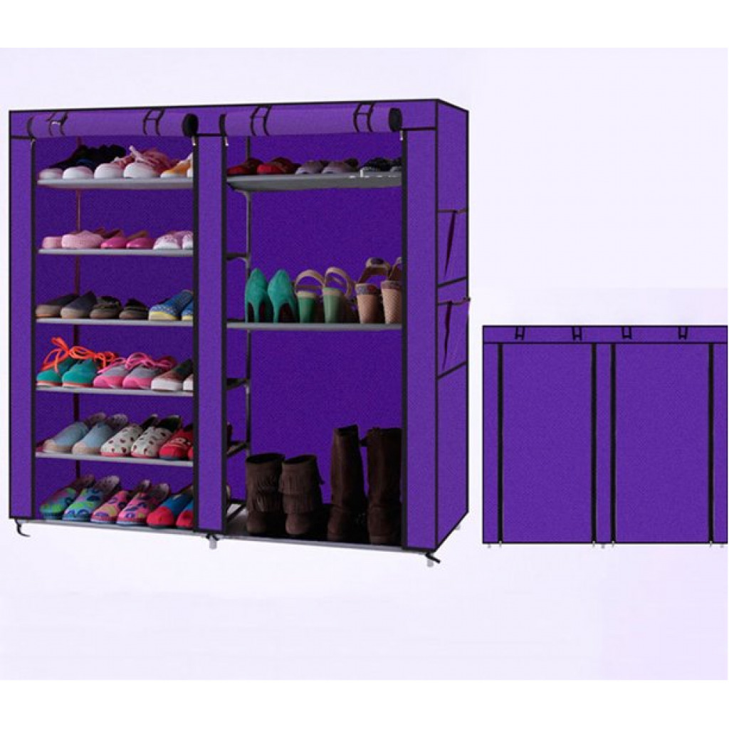 Tier Shoe Rack Storage Organizer, 36 Pairs Portable Double Row Shoe Rack Shelf Cabinet Tower for Closet with Nonwoven Fabric Cover