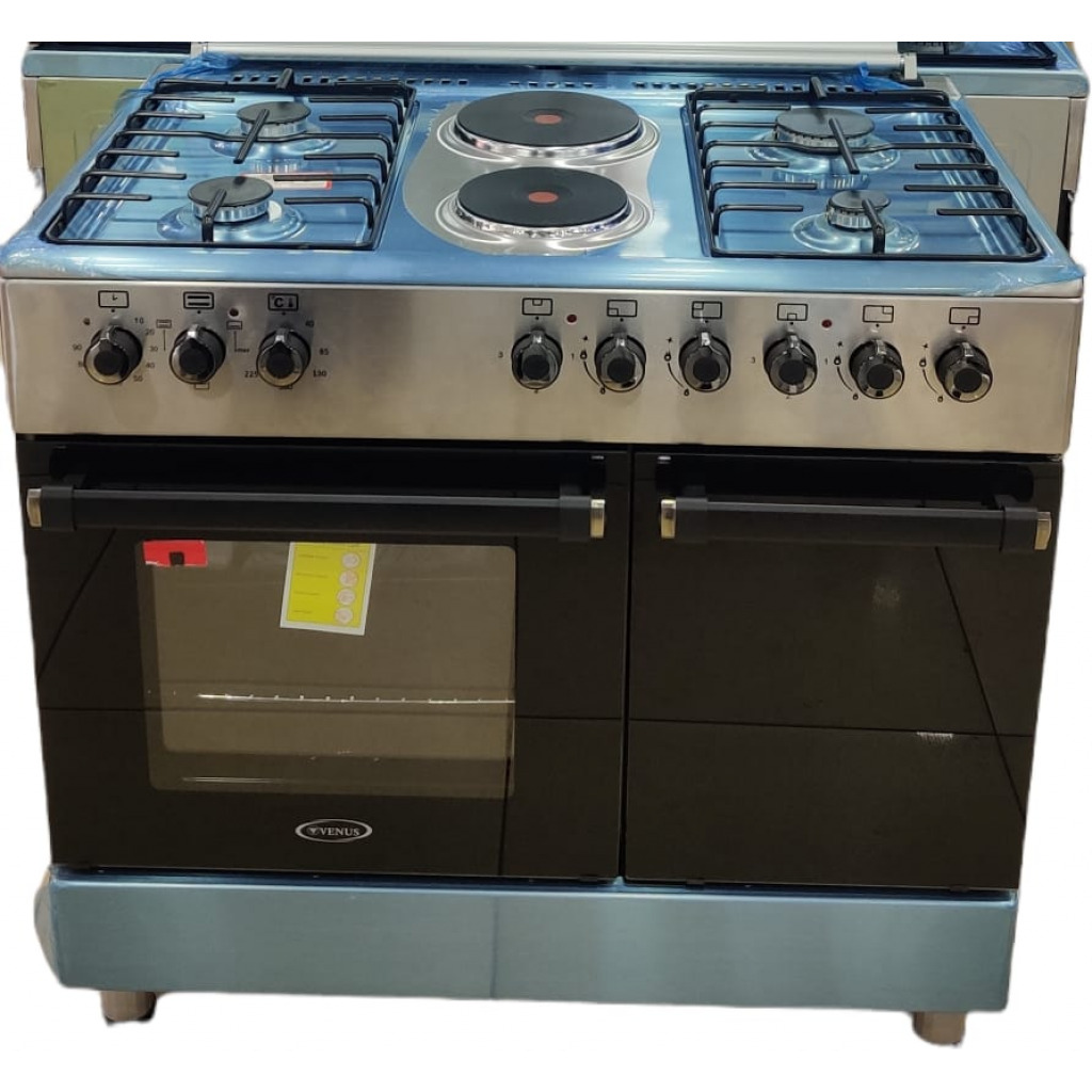 VENUS 90/60cms 4 Gas 2 Electric Plates Electric Oven & Grill, Gas protection & Automatic ignition + Gas Compartment VC9642