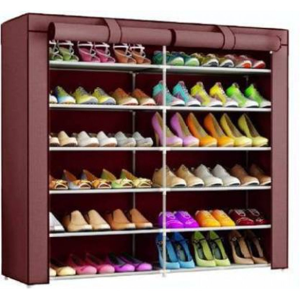 12 Layer Foldable & Collapsible Shoe Rack Metal Collapsible Shoe Stand (Brown, 12 Shelves, DIY(Do-It-Yourself))