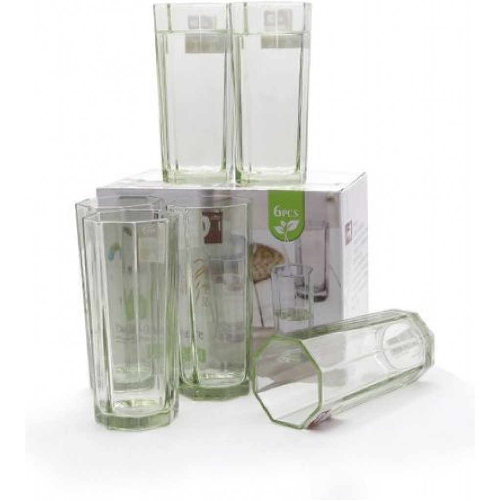 6 Pieces Of Water Juice Glasses Cups Drinkware -Green Bar Cocktail & Wine Glasses TilyExpress